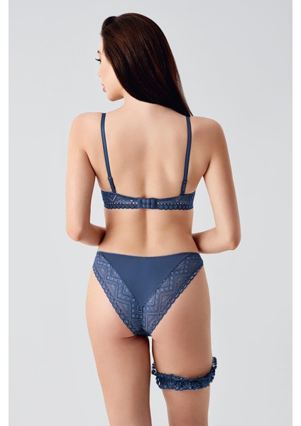 Push-Up Dolgulu Bacak Bantlı Sütyen Takım C14155 Antrasit