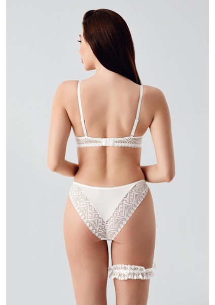 Push-Up Dolgulu Bacak Bantlı Sütyen Takım C14155 Ekru