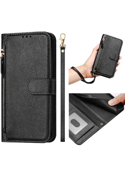 Nothing Phone 3A Pro Premium Fermuarlı Deri Çapraz Askılı Uzun Askılı Cüzdan Kılıf Kapaklı Kartlıklı (Yurt Dışından)