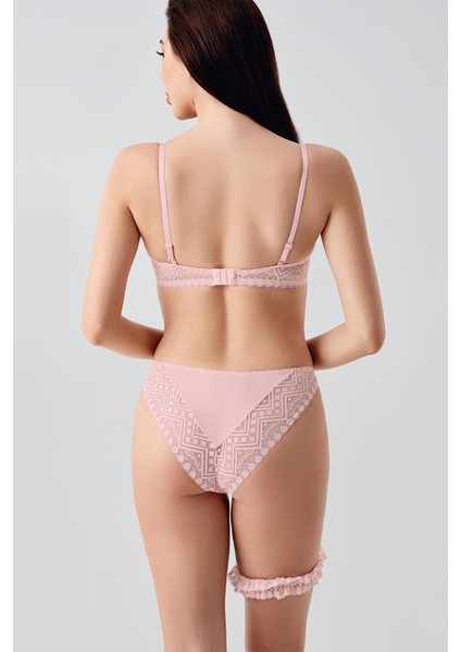 Push-Up Dolgulu Bacak Bantlı Sütyen Takım C14155 Pudra modelleri
