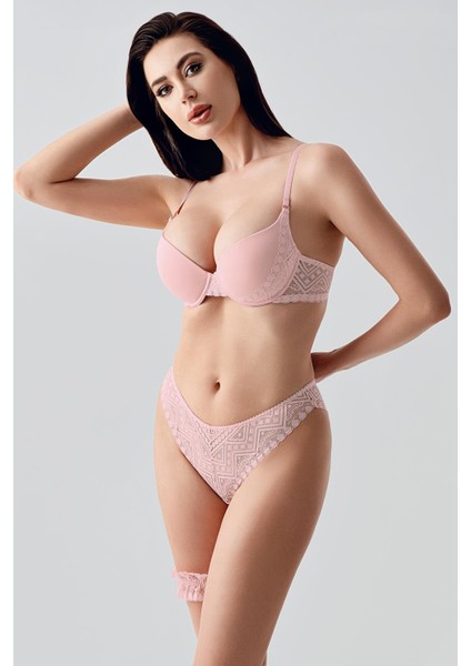 Push-Up Dolgulu Bacak Bantlı Sütyen Takım C14155 Pudra fırsatları