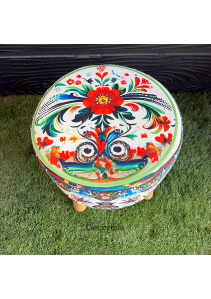 Renkli Etnik Esintiler Desenli Ayaklı Puf fırsatları