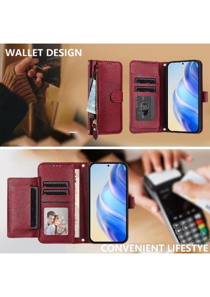 Oppo A58 4g Kart Tutucu Fermuar Pu Deri Manyetik Için Flip Case (Yurt Dışından) fiyatları