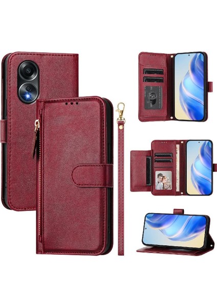 Oppo A58 4g Kart Tutucu Fermuar Pu Deri Manyetik Için Flip Case (Yurt Dışından) fırsatları