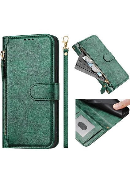 Tecno Spark 30C 5g Kart Tutucu Fermuar Pu Deri Manyetik Için Flip Case (Yurt Dışından)