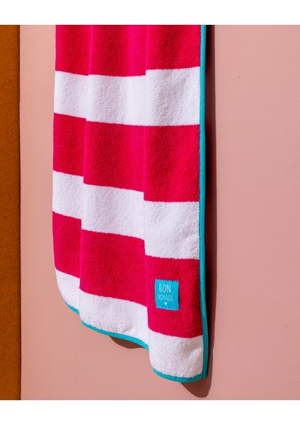 Biasse %100 Pamuk Plaj Havlusu - Beyaz/fuşya - 70X150 cm fiyatları