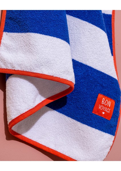 Biasse %100 Pamuk Plaj Havlusu - Beyaz/mavi - 70X150 cm fırsatları