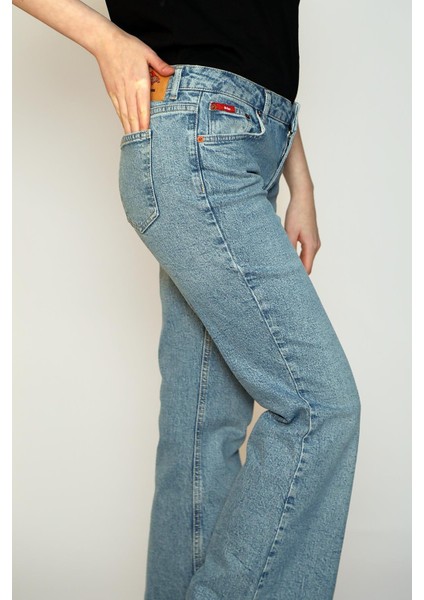 Luna Yüksek Bel Ispanyol Paça Kesim Geniş Paça Mavi Kadın Jean Pantolon modelleri