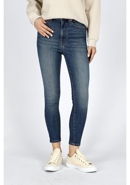 Jaycee Çok Yüksek Bel Dar Kesim Çok Dar Paça Mavi Kadın Jean Pantolon fiyatları