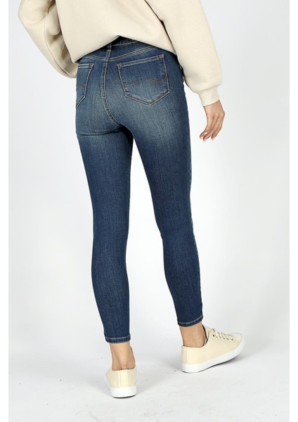Jaycee Çok Yüksek Bel Dar Kesim Çok Dar Paça Mavi Kadın Jean Pantolon modelleri