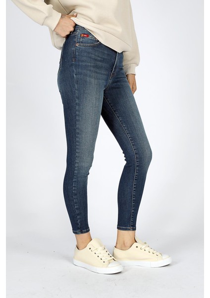 Jaycee Çok Yüksek Bel Dar Kesim Çok Dar Paça Mavi Kadın Jean Pantolon fırsatları