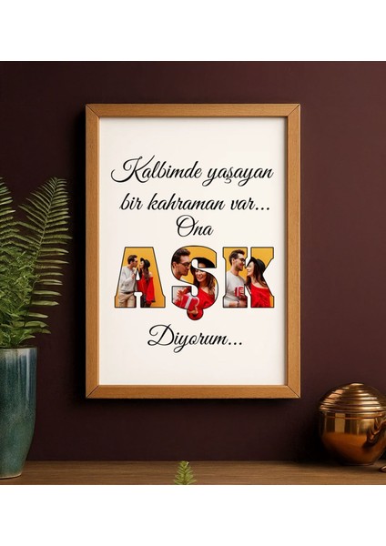 Kişiye Özel Fotoğraflı Aşk Tasarımlı Ahşap Çerçeveli Tablo-3 40X25CM, Sevgiliye Hediye, Ev Hediyesi, Arkadaşa Hediye