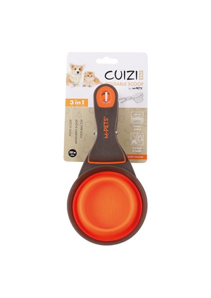 Cuizi 3in1 Fonksiyonel Mama Ölçü Kabı Turuncu 237 ml