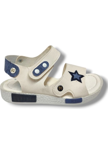 1542-20 Anatomik Çirt Bant Yıldız Erkek Çocuk Sandalet Beyaz Mavi 26-30 fiyatları