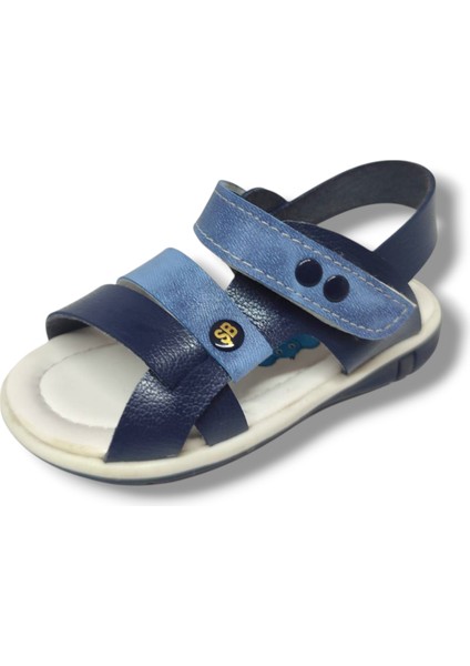1562-20 Anatomik Çirt Bant Erkek Çocuk Sandalet Lacivert Mavi 21-25