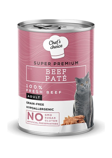 Pate Beef Biftekli Tahılsız Ezme Yetişkin Kedi Konservesi 24 Adet 400 gr