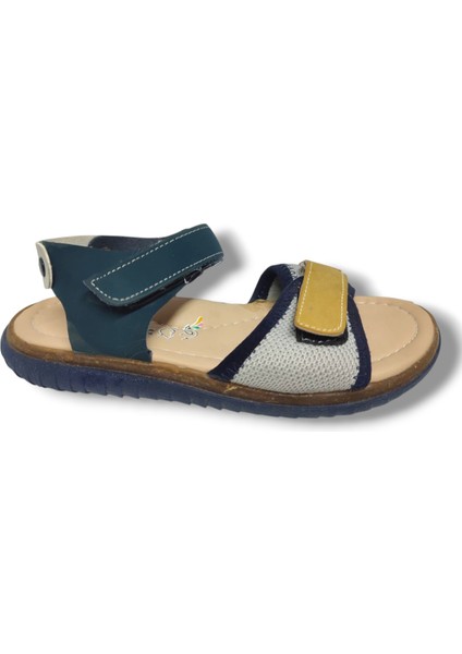 1538-20 Anatomik Çirt Bant Örgü Kumaş Erkek Çocuk Sandalet Lacivert Sari 31-36 fiyatları