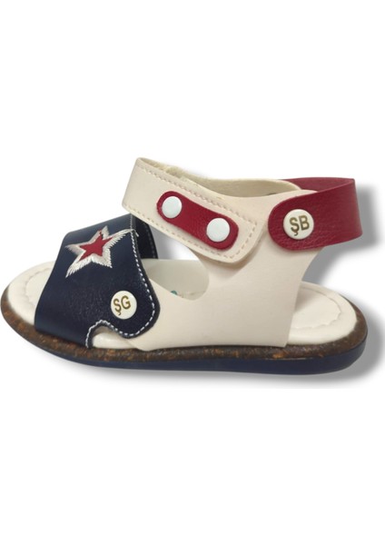 Şirinbebe 1550-20 Anatomik Yıldız Desen Cirtli Erkek Çocuk Sandalet Lacivert Beyaz 21-25 modelleri