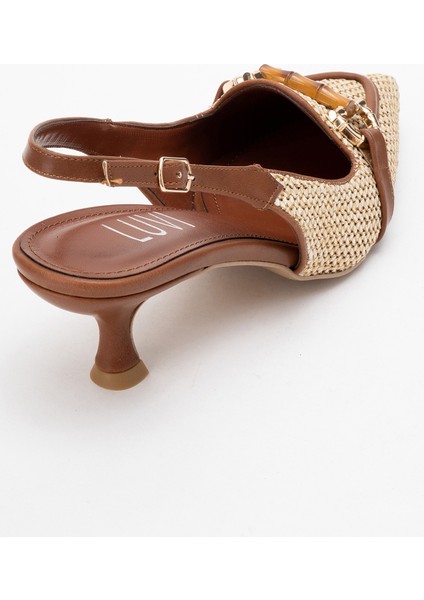 Osca Taba Hasır Tokalı Sivri Burun Kadın Topuklu Ayakkabı indirimleri