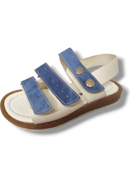 1574-20 Anatomik 3 Çirt Bant Erkek Çocuk Sandalet Lacivert Beyaz 26-30