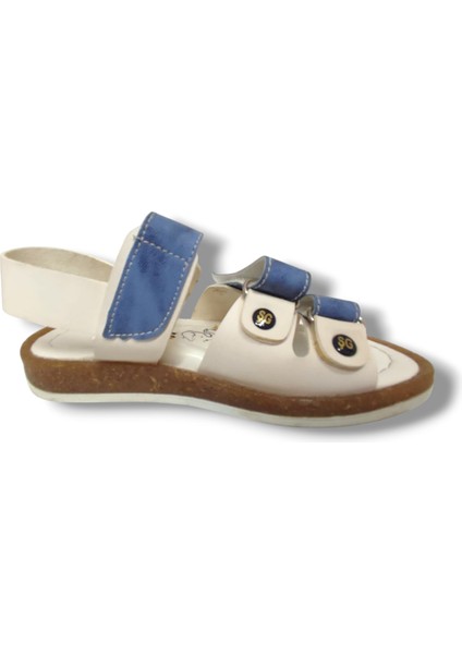 1574-20 Anatomik 3 Çirt Bant Erkek Çocuk Sandalet Lacivert Beyaz 26-30 modelleri