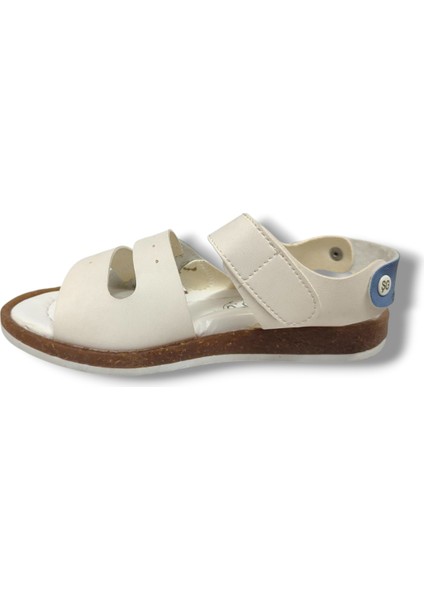 Şirinbebe 1565-20 Anatomik Dikiş Çirtli Erkek Çocuk Sandalet Beyaz Mavi 26-30