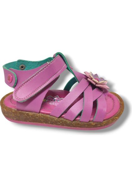 1556-20 Çiçek Deseli Tek Çirtli Kız Çocuk Sandalet Pembe 21-25 fiyatları