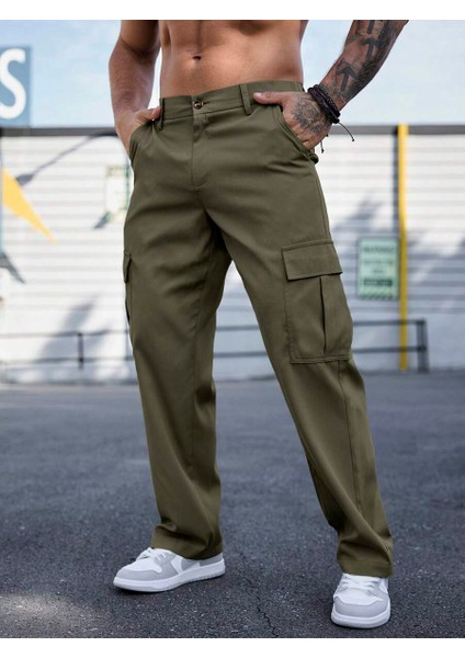 Erkek Kargo Cepli Gabardin Regular Fit Pantolon