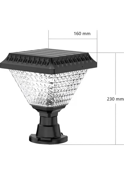30 Watt Güneş Enerjili Set Üstü Bahçe Aydınlatma Armatürü Dış Mekan IP65 Kare Solar Bahçe Armatürü