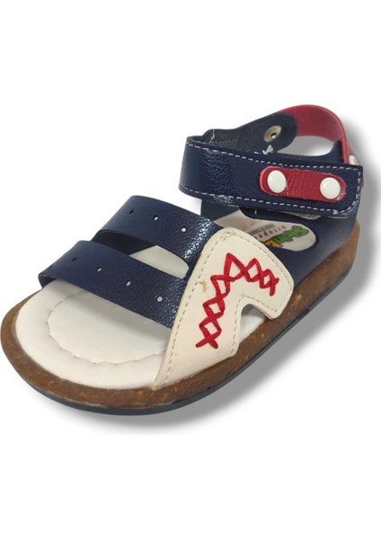 Şirinbebe 1546-20 Anatomik Dikiş Çirtli Erkek Çocuk Sandalet Lacivert Beyaz 21-25
