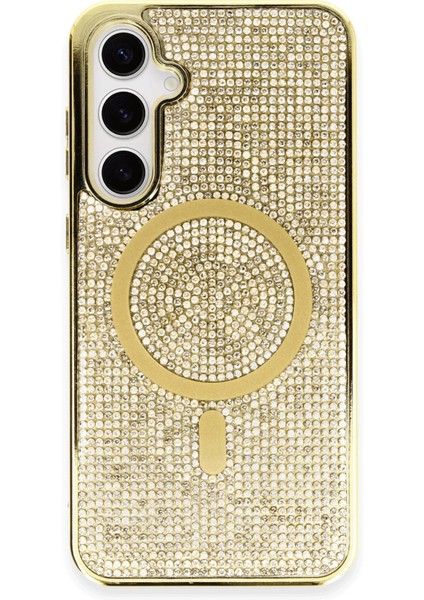 Samsung Galaxy S23 Kılıf Diamond Magsafe Kapak - Gold Drstr