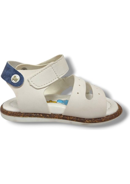Şirinbebe 1568-20 Anatomik Dikiş Çirtli Erkek Çocuk Sandalet Beyaz Mavi 21-25 modelleri