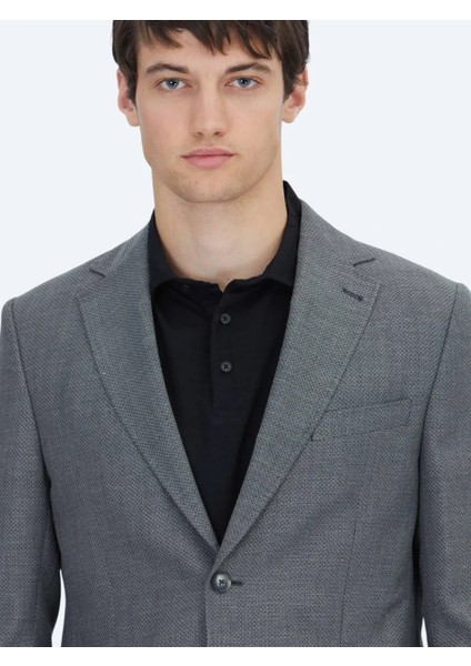 Antrasit Düz Modern Fit Yün Karışımlı Ceket modelleri