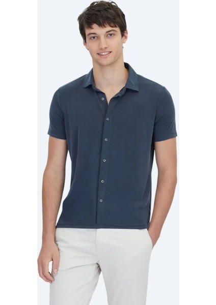 Antrasit Düz Regular Fit Casual Gömlek