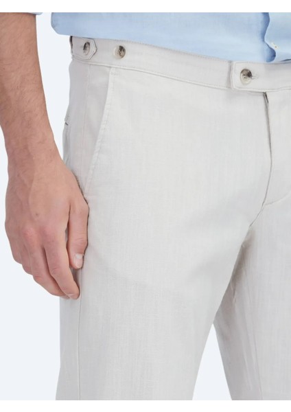 Bej Dokuma Fitted Fit Smart Casual Pamuk Karışımlı Pantolon fırsatları