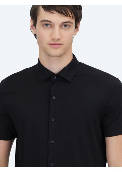 Siyah Düz Regular Fit Casual Gömlek indirimleri