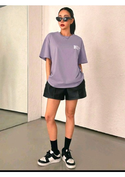 Kadın Cherısh Tıme Effect Baskılı Oversize Salaş T-Shirt Boyfriend
