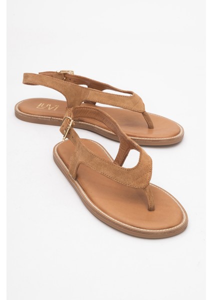Belinda Toprak Süet Hakiki Deri Kadın Parmak Arası Sandalet