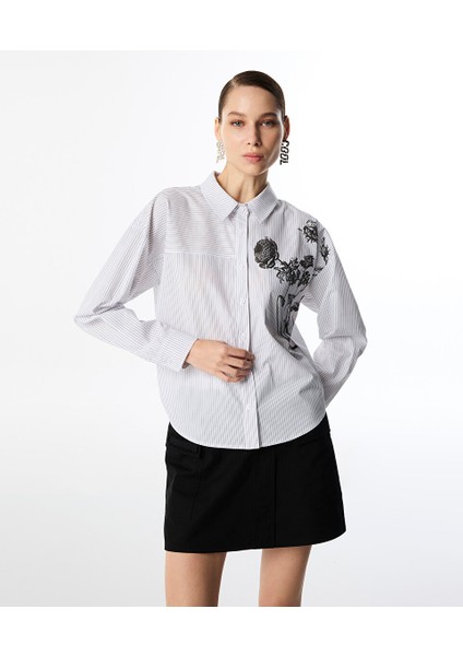 Çizgi ve Floral Desen Mıx Gömlek TS1250025265018