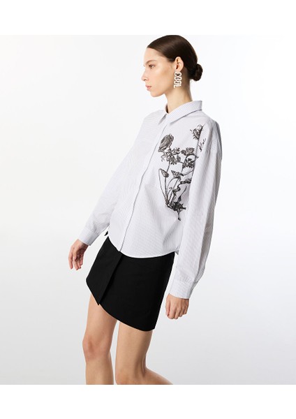 Çizgi ve Floral Desen Mıx Gömlek TS1250025265018