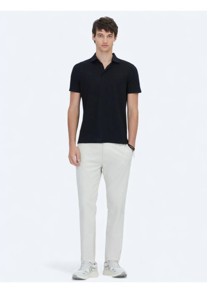 Siyah Desenli Polo Yaka Pamuk Karışımlı T-Shirt fiyatları