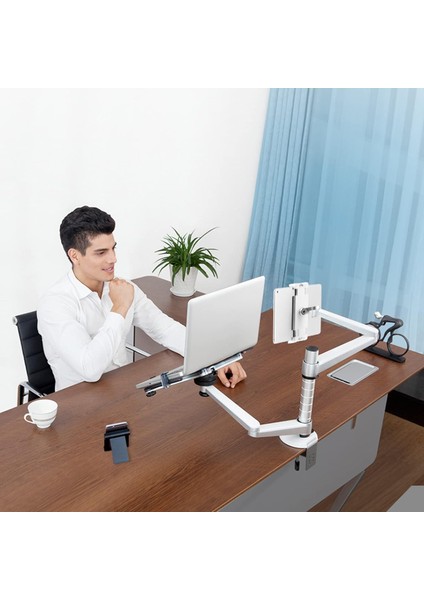 Notebook ve Tablet Stant, 10-16" Dizüstü Bilgisayar ve 4.7-12.9" Tablet 2 Hareketli Ayarlanabilir Kol, Ergonomik Dizüstü Bilgisayar Standı Oa-9x