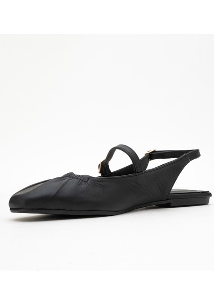 Brıtney Siyah Hakiki Deri Önü Kapalı Kadın Sandalet fırsatları