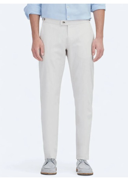 Bej Dokuma Fitted Fit Smart Casual Pamuk Karışımlı Pantolon