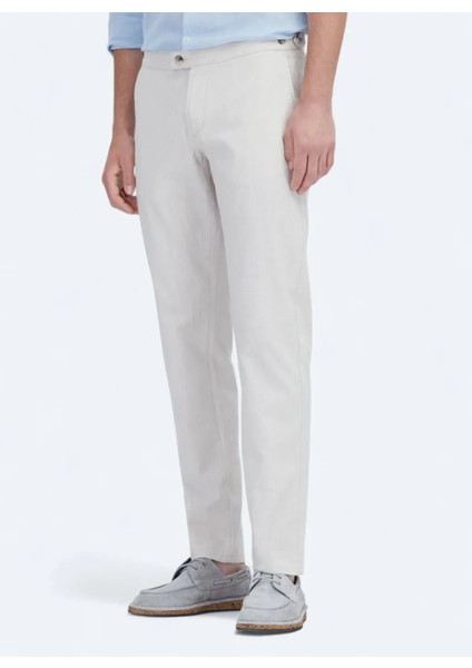 Bej Dokuma Fitted Fit Smart Casual Pamuk Karışımlı Pantolon