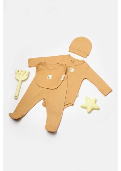 Bebek 4'lü Uzun Kollu Set, %50 Bambu %50 Organic Pamuk, Bebek - Yenidoğan - CSYB9009