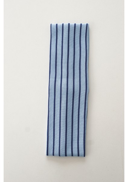 Mavi Çizgili Esnek Pamuklu Bandana, Saç Bandanası , Sporcu Bandana, Spor Saç Bandı Kadın Erkek