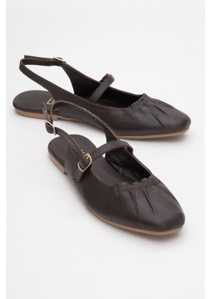 Brıtney Kahverengi Hakiki Deri Önü Kapalı Kadın Sandalet