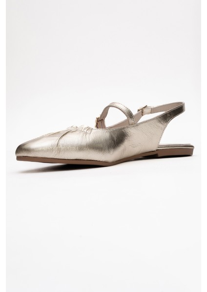 Brıtney Altın Hakiki Deri Önü Kapalı Kadın Sandalet fırsatları