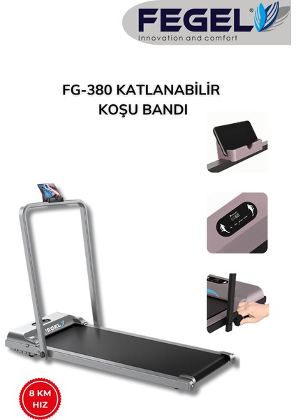 FG-380 2025 Katlanabilir Yürüme ve Koşu Bandı – Uzaktan Kumandalı, 8 Km Hız ,120 kg Taşıma Kapasite